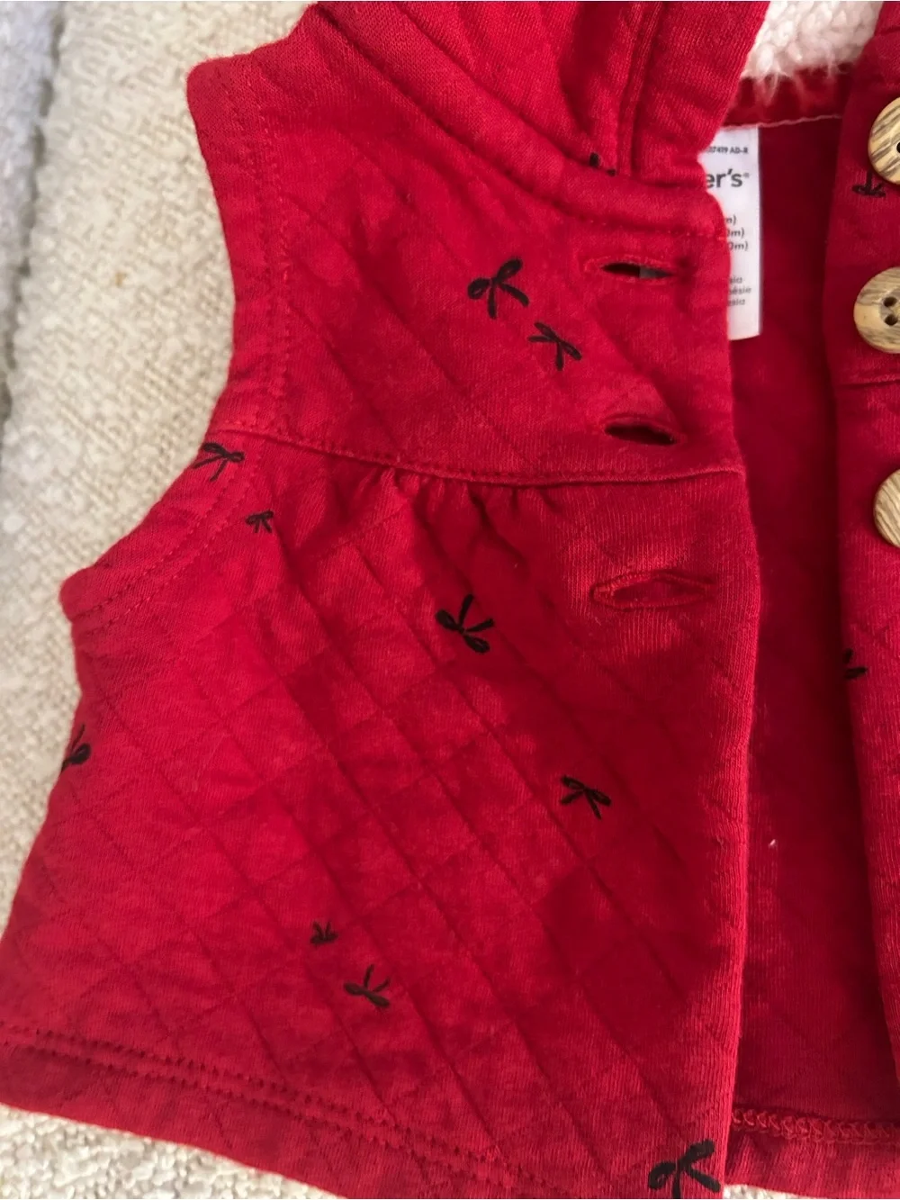 Carter's Red Quilted Hooded vest and bodysuit set